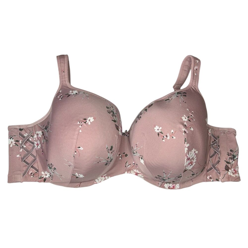 Cacique lightly lined floral pink bra 44F 44DDD